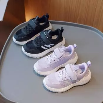 Детская обувь осень мальчики сетчатые туфли нескользящие дышащие новые кроссовки двойная сетка кроссовки для девочек мода 27 чёрный