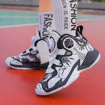 Детская обувь осень новые мальчики дышащие баскетбольные кроссовки для улицы нескользящие мягкие легкие студенческие спортивные туфли 35