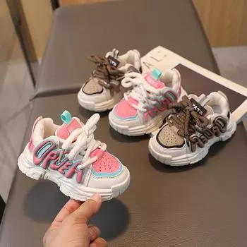 Детская обувь, осенние кроссовки для девочек, обувь для мальчиков, детская обувь для папы, уличная повседневная обувь с буквенным принтом 21 хаки