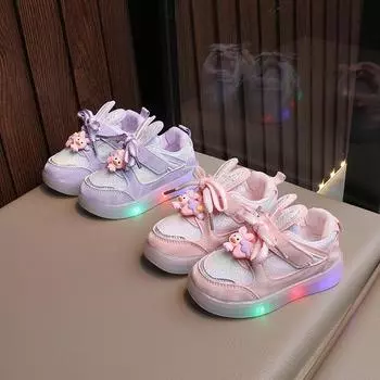 Детская обувь Осенняя новая обувь для девочек Кроличьи уши Повседневная обувь для скейтбординга Детская спортивная обувь Светодиодная мигающая обувь оптом 21