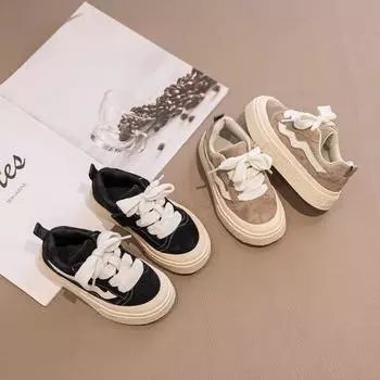 Детская обувь, осенняя новая спортивная обувь для мальчиков, легкая дышащая обувь для скейтбординга, детская обувь для девочек 26 чёрный