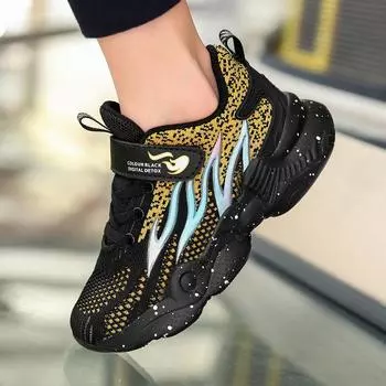 Детская обувь Повседневная обувь Обувь для родителей и детей Модная обувь Детская трендовая универсальная повседневная модная обувь с вращающимися пуговицами Баскетбольная обувь 28 золотой