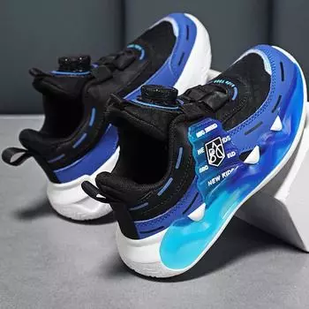 Детская обувь Повседневная обувь Обувь для родителей и детей Модная обувь Трендовая обувь для мальчиков Универсальная повседневная модная обувь с вращающимися пуговицами Баскетбольная обувь 28 белый