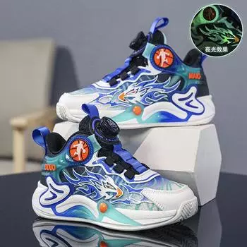 Детская обувь Повседневная обувь Обувь для родителей и детей Модная обувь Детская трендовая универсальная повседневная модная обувь с вращающимися пуговицами Баскетбольная обувь 31 чёрный