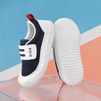 Детская обувь Повседневная обувь Обувь для родителей и детей Модная обувь Детская трендовая универсальная повседневная модная обувь с вращающимися пуговицами Баскетбольная обувь 19 синий
