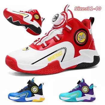 Детская обувь Повседневная обувь Обувь для родителей и детей Модная обувь Детская трендовая универсальная повседневная модная обувь с вращающимися пуговицами Баскетбольная обувь 31 синий