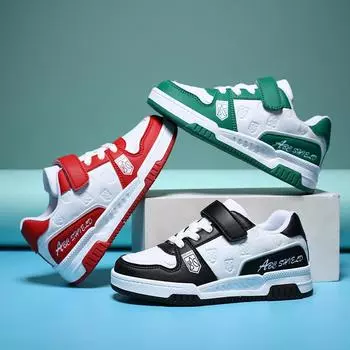 Детская обувь Повседневная обувь Обувь для родителей и детей Модная обувь Детская трендовая универсальная повседневная модная обувь с вращающимися пуговицами Баскетбольная обувь 28 красный