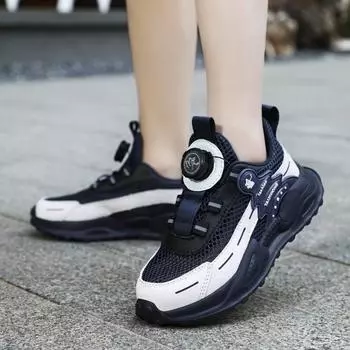 Детская обувь Повседневная обувь Обувь для родителей и детей Модная обувь Детская трендовая универсальная повседневная модная обувь с вращающимися пуговицами Баскетбольная обувь 29 чёрный