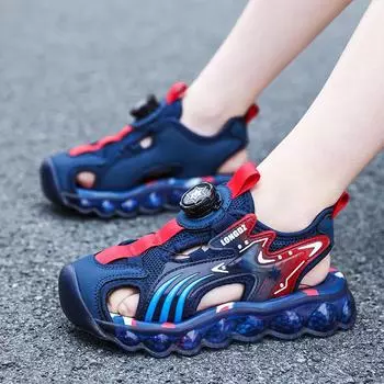 Детская обувь Повседневная обувь Трендовая обувь Детская трендовая универсальная повседневная мода Обувь с вращающимися пуговицами Детские сандалии для улицы 28 красный