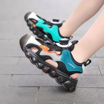 Детская обувь Повседневная обувь Трендовая обувь Детская трендовая универсальная повседневная мода Обувь с вращающимися пуговицами Детские сандалии для улицы 28 чёрный