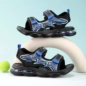 Детская обувь Повседневная обувь Трендовая обувь Детская трендовая универсальная повседневная мода Обувь с вращающимися пуговицами Детские сандалии для улицы 32 синий