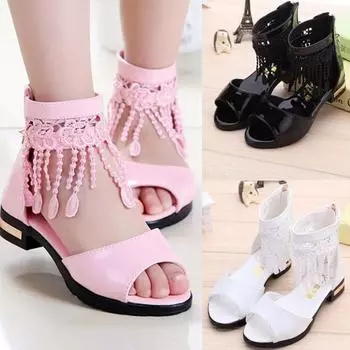 Детская обувь принцессы для девочек на мягкой подошве, студенческая римская обувь 37 белый