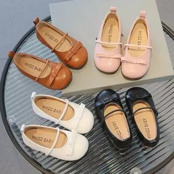 Детская обувь принцессы, мягкие балетки на мелкой подошве с резинкой для маленьких девочек, четыре цвета, 21–30, детская обувь из искусственной кожи для отдыха 21 белый