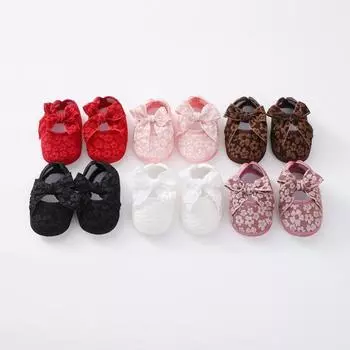 Детская обувь принцессы с бантом и цветочным принтом. Обувь для малышей. 11