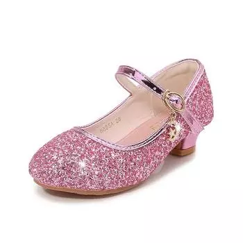 Детская обувь принцессы, студенческие танцевальные босоножки на высоком каблуке для девочек, детские кожаные туфли со стразами 41 белый