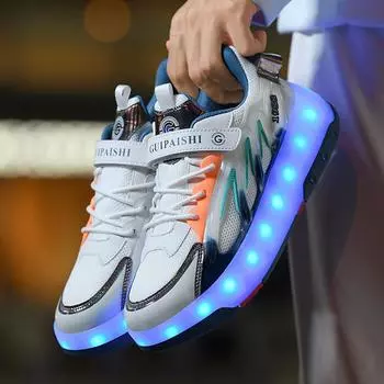 Детская обувь Runaway Shoes для катания на роликах Обувь для девочек Двойные колеса Runaway Shoes Студенты Невидимые коньки Обувь с колесами 29