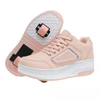 Детская обувь Runaway Shoes для мальчиков и девочек, обувь Runaway Shoes для взрослых на платформе, двухколесные летающие туфли, крутые роликовые коньки для школьников 30 розовый