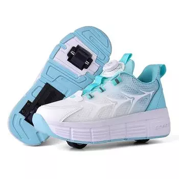 Детская обувь Runaway Shoes для мальчиков с двойными колесами Роликовые коньки для девочек Обувь для школьников с колесами и шкивами Дышащая Осень и Зима 31