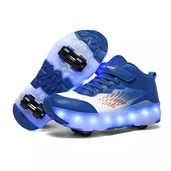 Детская обувь Runaway Shoes Двухколесные светящиеся коньки для девочек Роликовые коньки для мальчиков Светящаяся обувь для школьников 29 чёрный