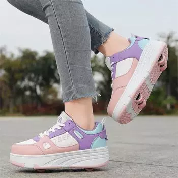 Детская обувь Runaway Shoes Коньки для девочек Четырехколесные туфли на колесах Обувь для школьников с роликами и колесами Обувь для летания для мальчиков 31
