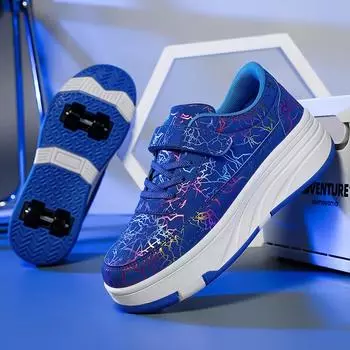Детская обувь Runaway Shoes Новая обувь Runaway Shoes для мальчиков Четырехколесные туфли для девочек Pulley Shoes Двухрядные роликовые коньки 29