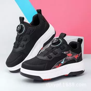 Детская обувь Runaway Shoes Роликовые коньки для подростков Двухрядные четырехколесные деформационные коньки Мужские и женские коньки 28