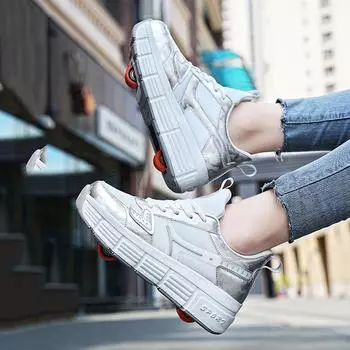 Детская обувь Runaway Shoes весна и осень мода для девочек крутые детские кроссовки для катания на коньках 2024 новая мода подростковые мальчики роликовые спортивные туфли 30 серый
