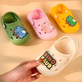 Детская обувь с дырочками, детские домашние тапочки с героями мультфильмов, летние нескользящие сандалии и тапочки для мальчиков с мягкой подошвой для девочек 13 жёлтый