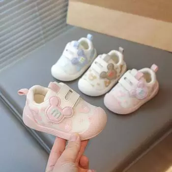 Детская обувь с мультяшным принтом для малышей 2025 года, кроссовки для мальчиков, сетчатая обувь для девочек 15 розовый