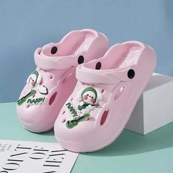 Детская обувь с отверстиями для мальчиков среднего и старшего возраста, летняя одежда, нескользящая толстая подошва, пляжная обувь, милая, для дома, ЭВА 3031 белый