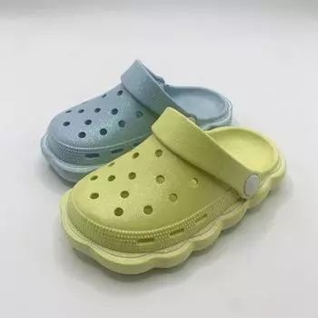 Детская обувь с отверстиями, летняя, новая, для отдыха в помещении и на открытом воздухе, для мальчиков и девочек, пляжная сумка, крутые тапочки 24-25 синий