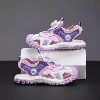 Детская обувь сандалии летние новые удобные непродуваемые сандалии для мальчиков и девочек дышащие пляжные туфли с сумкой на голову кроссовки Size 27,Foot Length:17cm синий