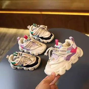 Детская обувь TWINFLAMES, кроссовки для мальчиков, кроссовки с кожаным верхом для девочек, детская повседневная обувь, трендовая детская обувь для малышей 23 чёрный