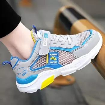 Детская обувь. Весенне-летняя детская спортивная обувь для мальчиков. Повседневная обувь. Дышащая детская обувь с сеткой. 28 красный