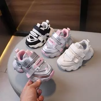 Детская обувь Весна и осень Детские кроссовки Мальчики Дышащая сетчатая обувь Кроссовки Модные куклы Обувь для девочек 22