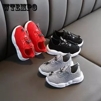 Детская обувь, весенне-летняя спортивная трикотажная обувь на мягкой подошве для мальчиков и девочек, однотонная нескользящая повседневная легкая сетчатая обувь на плоской подошве 21 чёрный