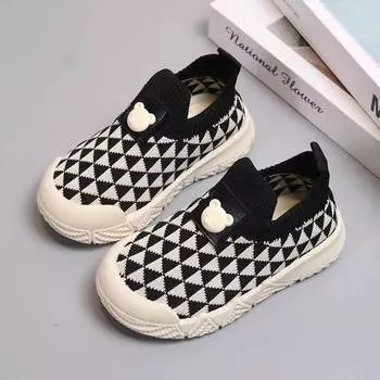 Детская обувь весной, осенью и летом.. Детская обувь для детского сада. Легкая и дышащая обувь для маленьких и средних детей и девочек. 21 чёрный