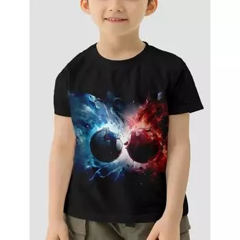 Детская одежда 2024 года, крутая футболка с принтом в виде футболки для мальчиков и девочек, повседневная футболка для детей 2–8 лет, подростковая детская одежда, топы 170