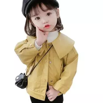 Детская одежда, детская кожаная куртка, весенне-осенняя куртка с лацканами для девочек 90 чёрный