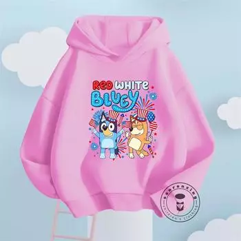 Детская одежда для девочек 2024 года, весна-осень, новый стиль, мультяшный единорог, принт, толстовка с капюшоном, модная повседневная одежда с длинными рукавами и капюшоном 100
