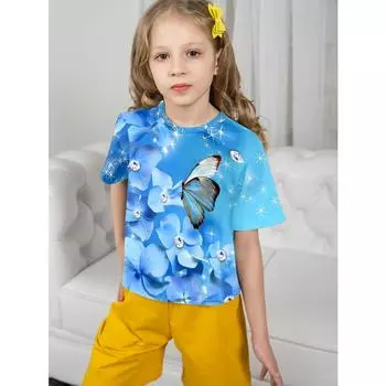 Детская одежда для девочек 3D бабочка цветок футболки для детей футболка для девочек летняя детская одежда для девочек топ для детей 100cm