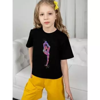 Детская одежда для девочек-подростков, одежда для художественной гимнастики, футболки, детские футболки, модная одежда для девочек, топы, детская графика 5-6Y