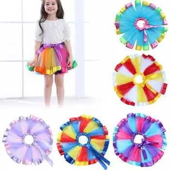 Детская одежда для девочек, пышные юбки, красочная сетчатая юбка-пачка, вечерние мини-спектакли SL S разноцветный