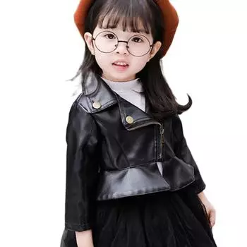 Детская одежда для девочек, весенне-осенняя кожаная куртка с отложным воротником, куртка в корейском стиле