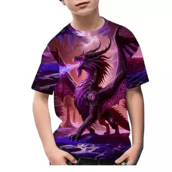 Детская одежда для мальчиков, модные футболки с принтом мегалозавра 3D, повседневные летние футболки с короткими рукавами для детей 100