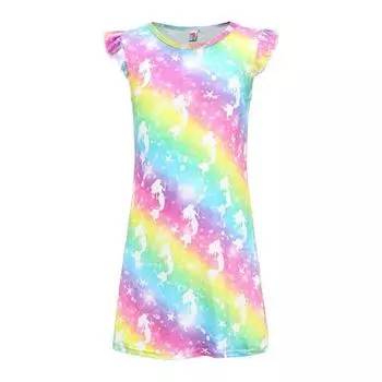 Детская одежда для сна для девочек, ночная рубашка с развевающимися рукавами, ночная рубашка, пижамное платье, От 3 до 10 лет L