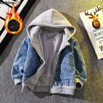 Детская одежда Джинсовая куртка для мальчиков Детская джинсовая одежда Весна и осень 110 синий