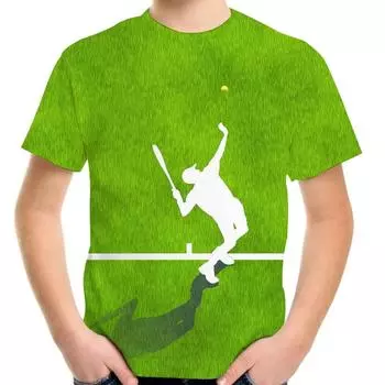 Детская одежда Футболка для мальчика Детская футболка с принтом 3D теннисного мяча Забавная модная детская летняя одежда Топ с коротким рукавом для девочки 130