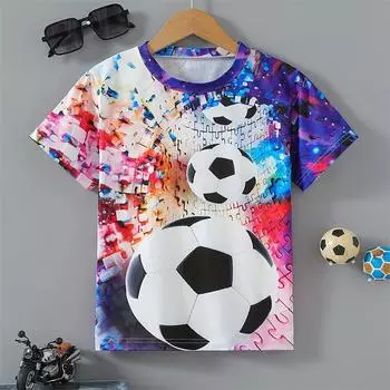 Детская одежда Футболка для мальчика с 3D-принтом «Китайский дракон и лев», повседневная летняя одежда с коротким рукавом для мальчиков, новинка, детский топ 100