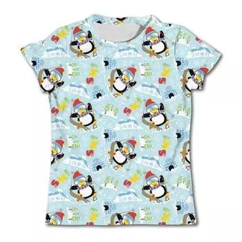 Детская одежда Футболка для мальчиков с коротким рукавом и принтом из мультфильмов Детская летняя одежда Повседневная милая одежда для девочек на открытом воздухе Топы с круглым вырезом 110